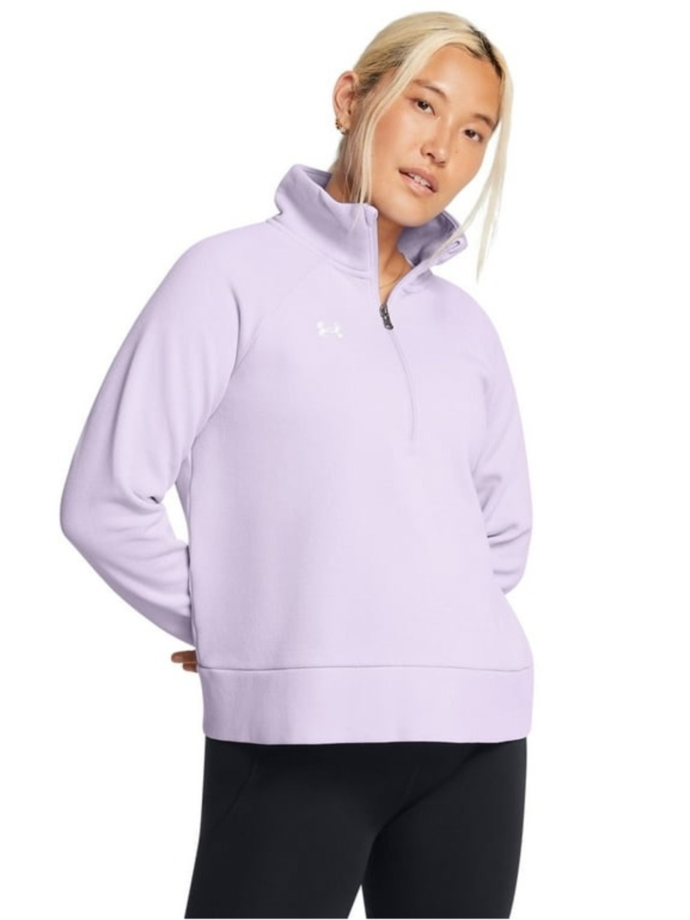 Women's Under Armour Rival Fleece Textured Half Zip Top Salt Purple MEDIUM